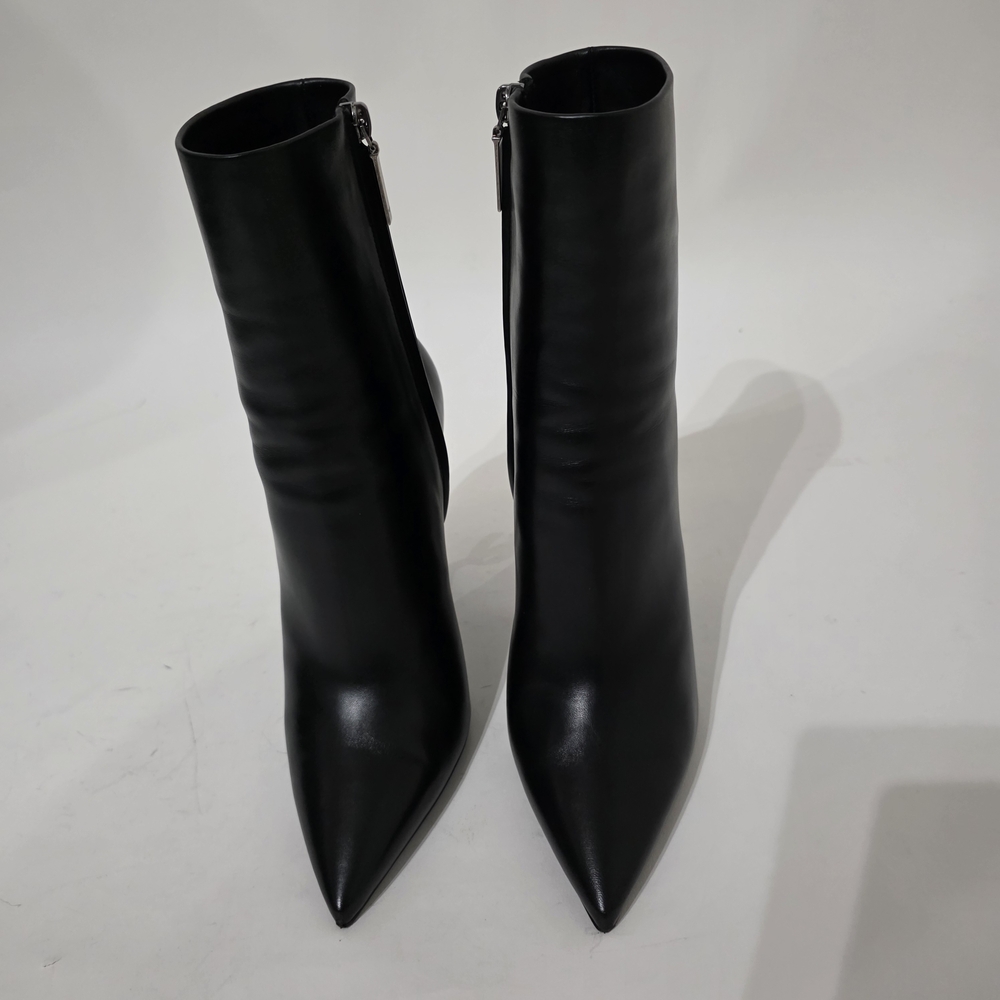 Saint Laurent Opyum Black Calfskin Ankle Boots Gold Heel Women’s Size 40 - Picture 11 of 14